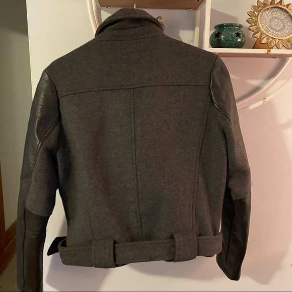 Renvy Bomber Women's Medium M Asymmetrical Lined Belted Gray Black Jacket - Picture 2 of 5